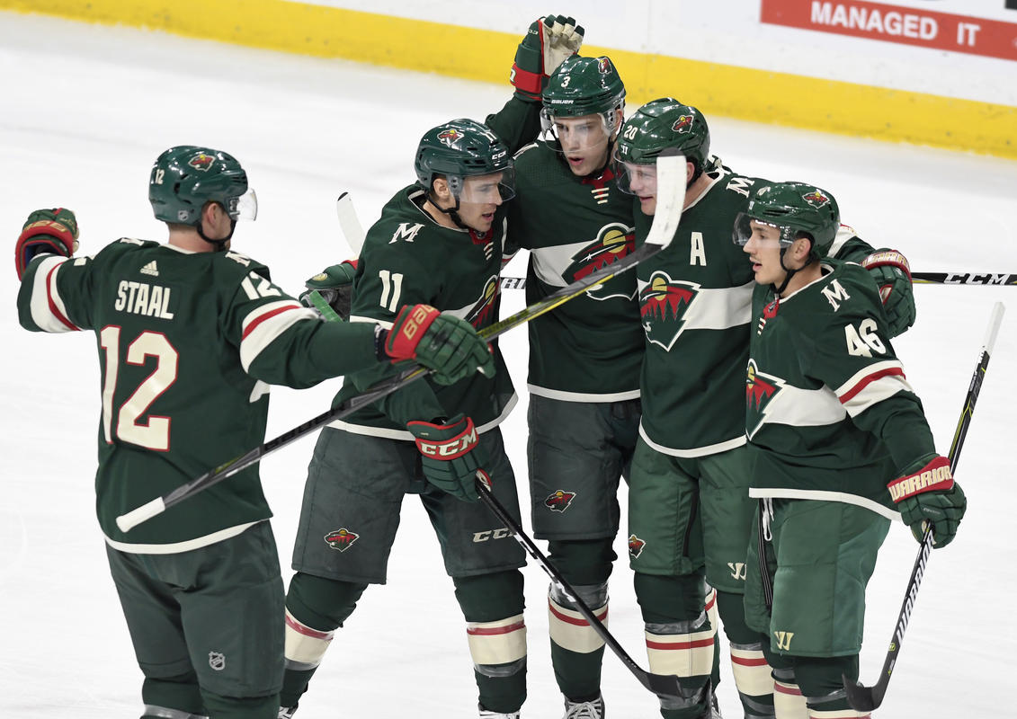 Eric Staal, Zach Parise, Charlie Coyle, Ryan Suter, Jared Spurgeon