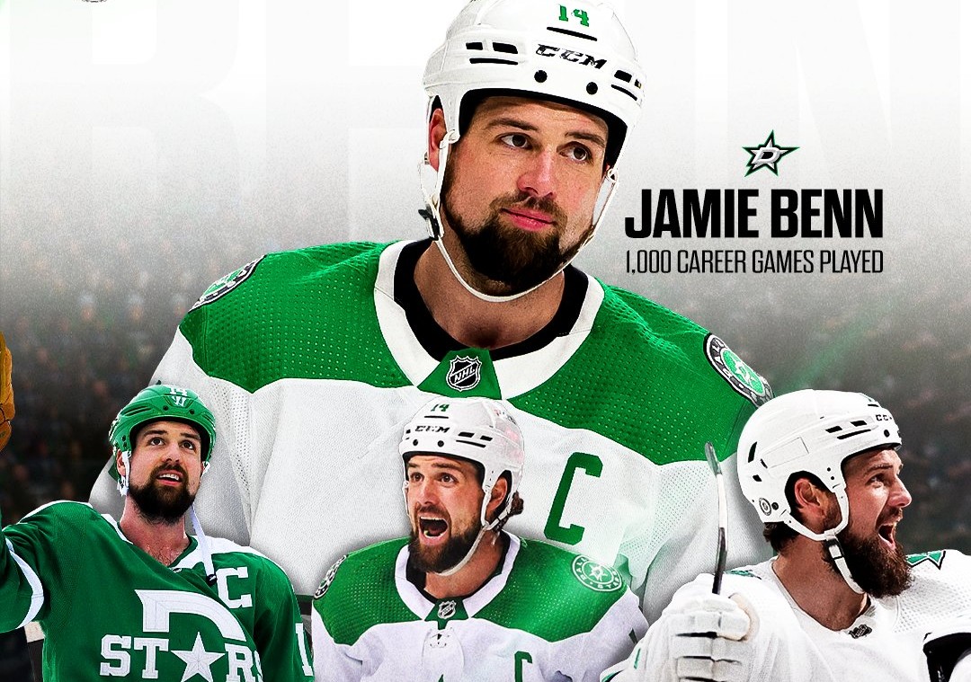 jamie benn 1000 games